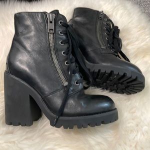 Ash poker chunky zip up leather boots